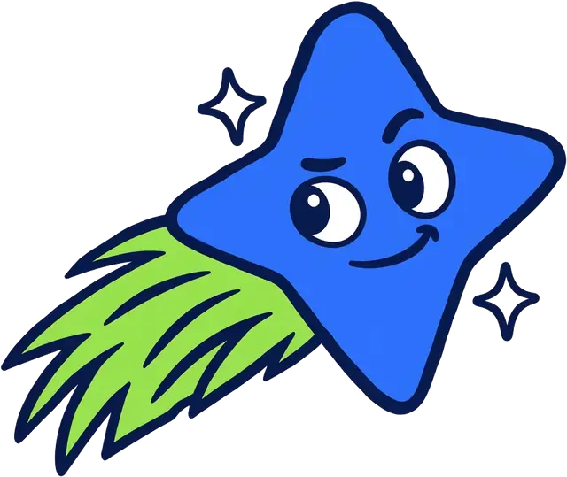 Sparky, the Lawn To The Max shooting star mascot